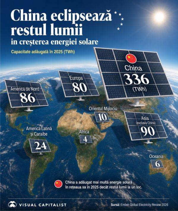 Expansiune record de panouri solare în 2025 - China a adăugat mai multă energie decât restul lumii la un loc